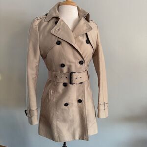 Classic Zara Belted Double Breasted Trench Coat | S